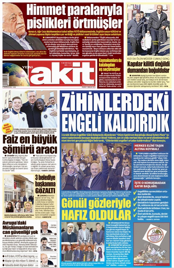 4 Aralık 2016 gazete manşetleri - 584
