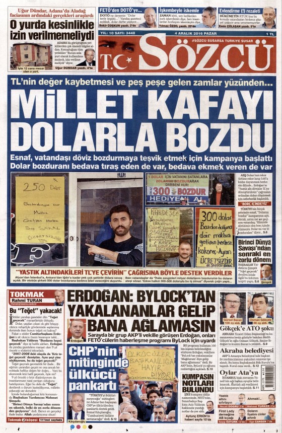 4 Aralık 2016 gazete manşetleri - 600