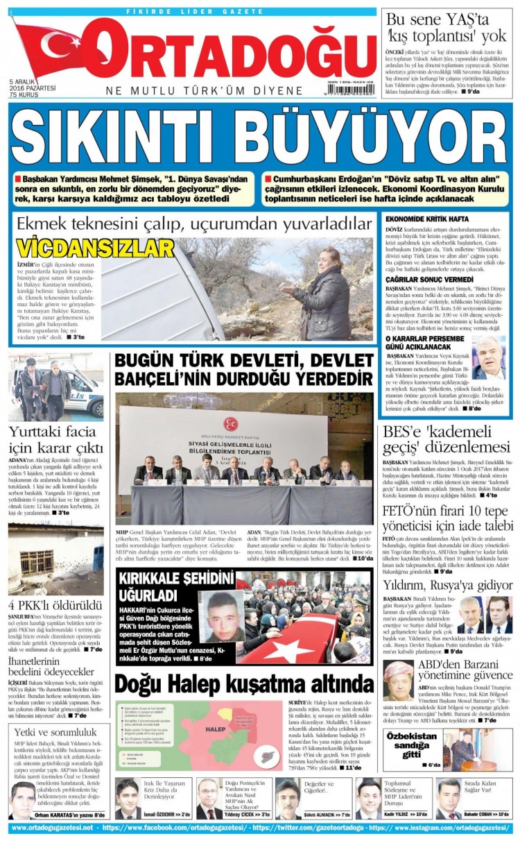 5 Aralık 2016 gazete manşetleri - 524