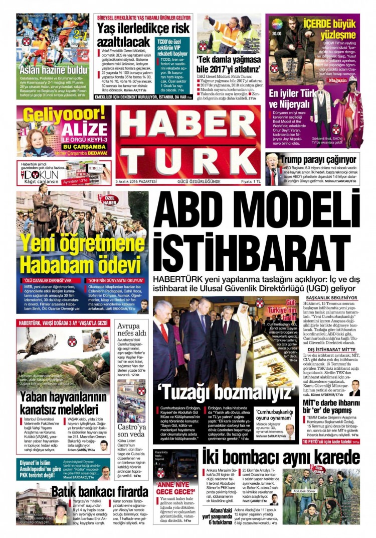 5 Aralık 2016 gazete manşetleri - 533
