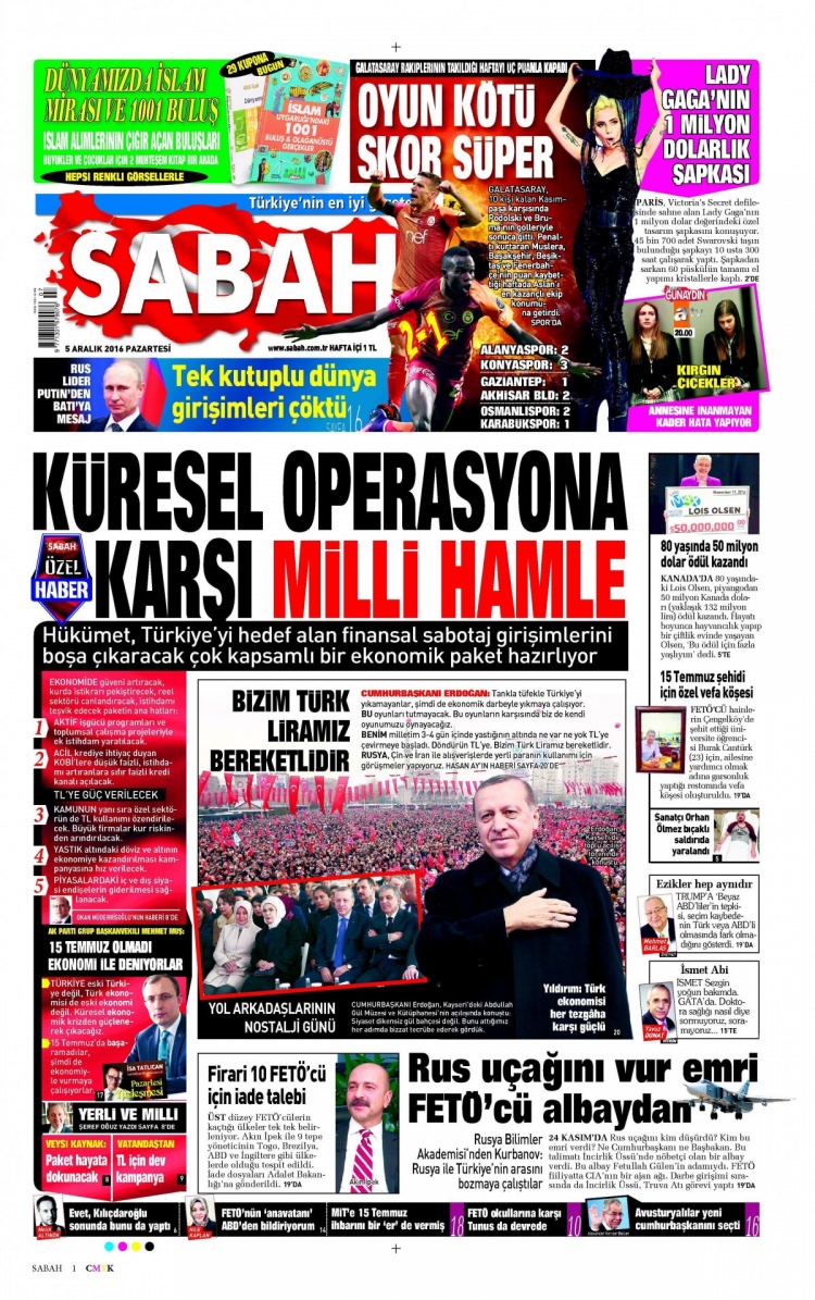 5 Aralık 2016 gazete manşetleri - 861