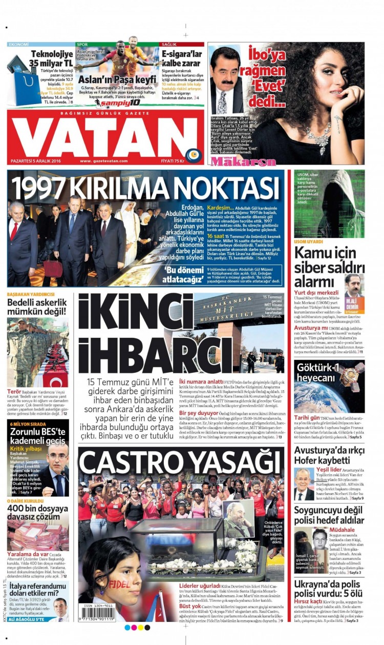 5 Aralık 2016 gazete manşetleri - 846