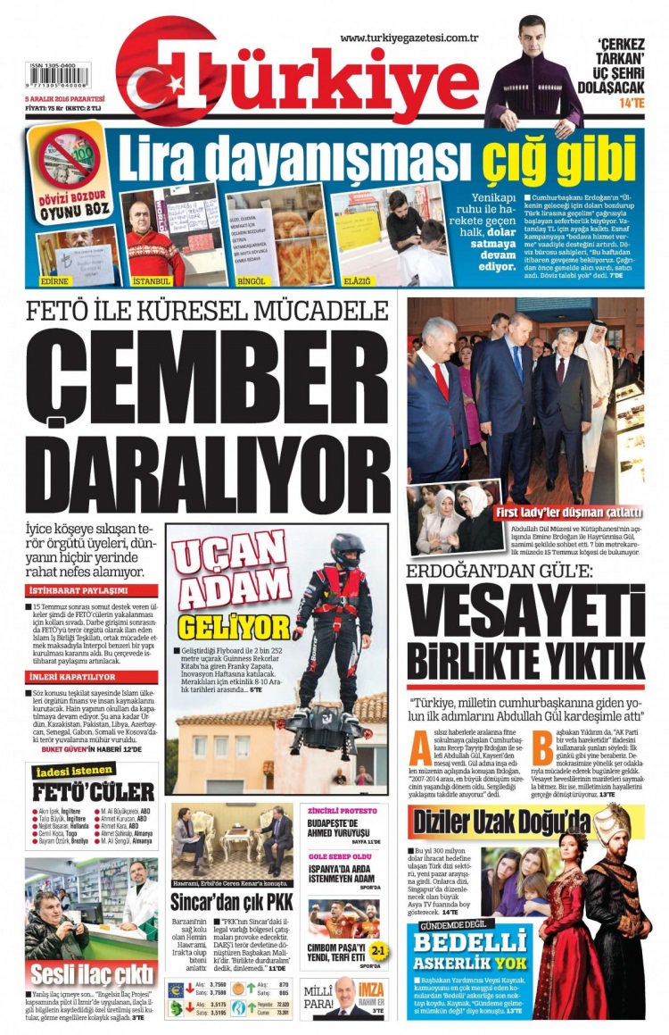 5 Aralık 2016 gazete manşetleri - 91