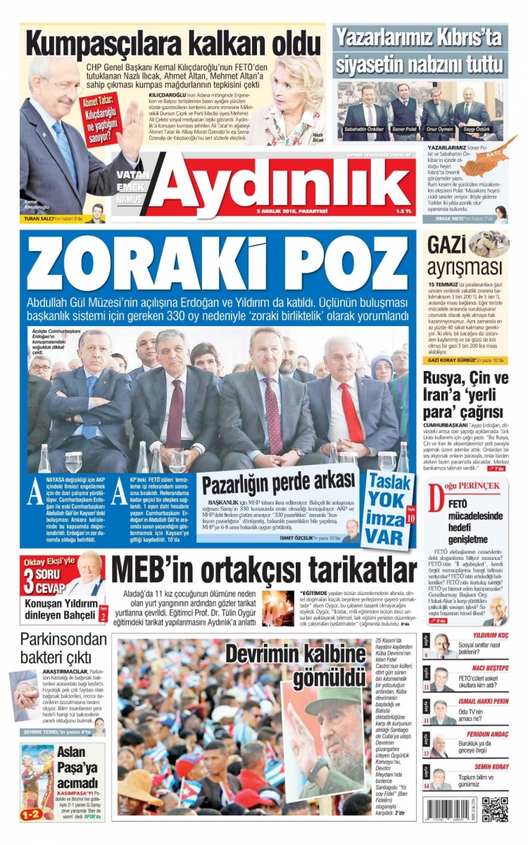 5 Aralık 2016 gazete manşetleri - 496