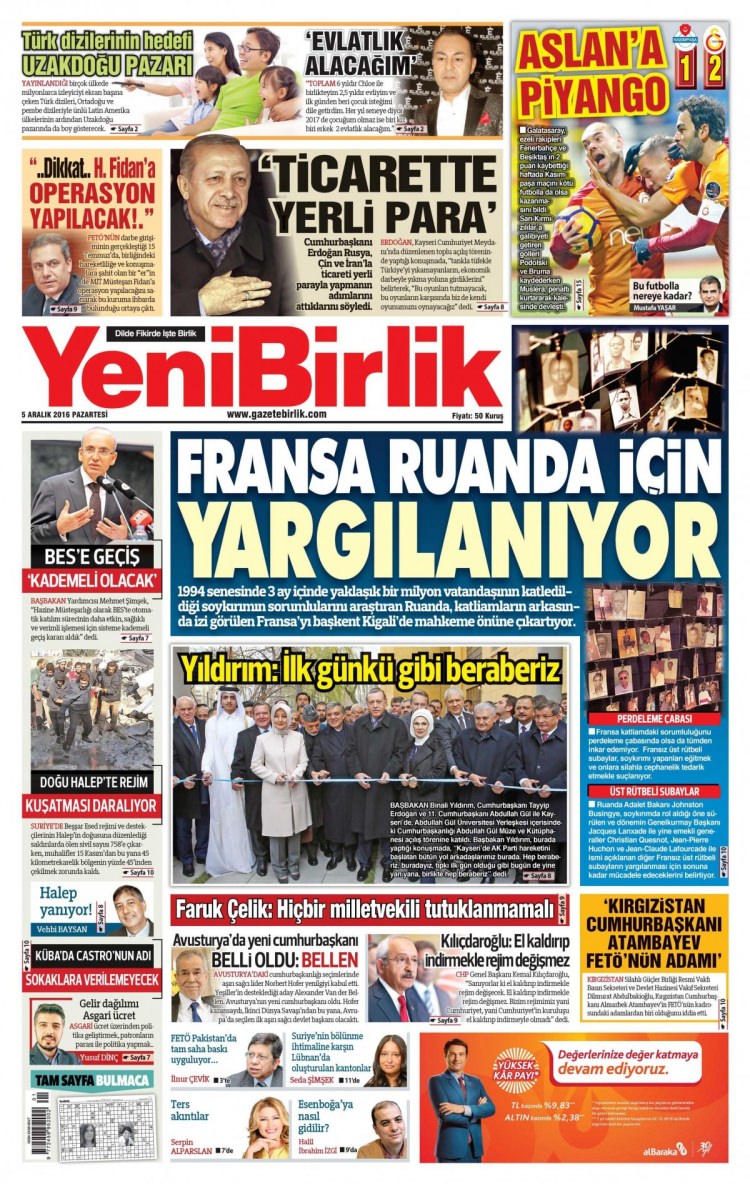 5 Aralık 2016 gazete manşetleri - 947