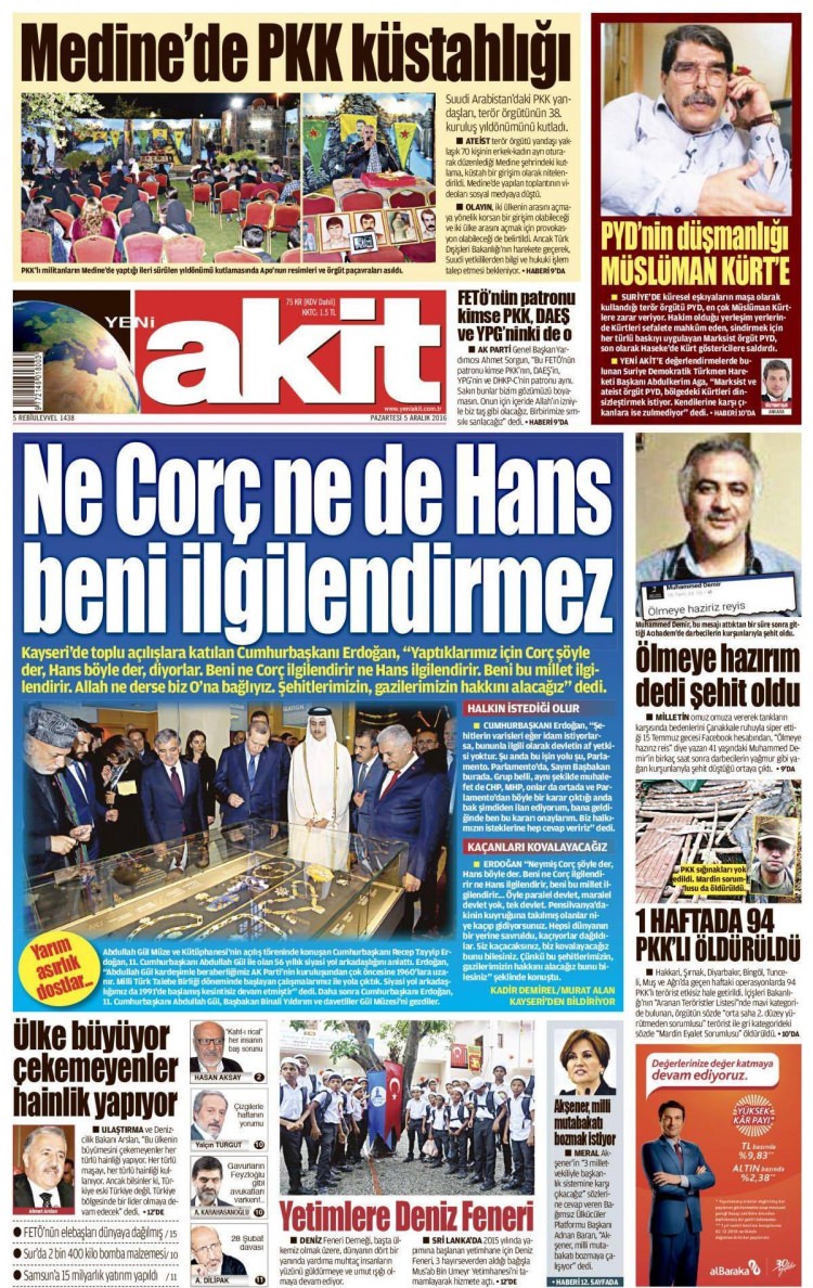 5 Aralık 2016 gazete manşetleri - 131