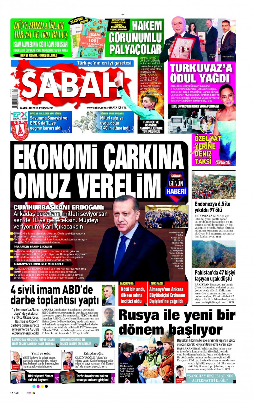 8 Aralık 2016 gazete manşetleri - 92