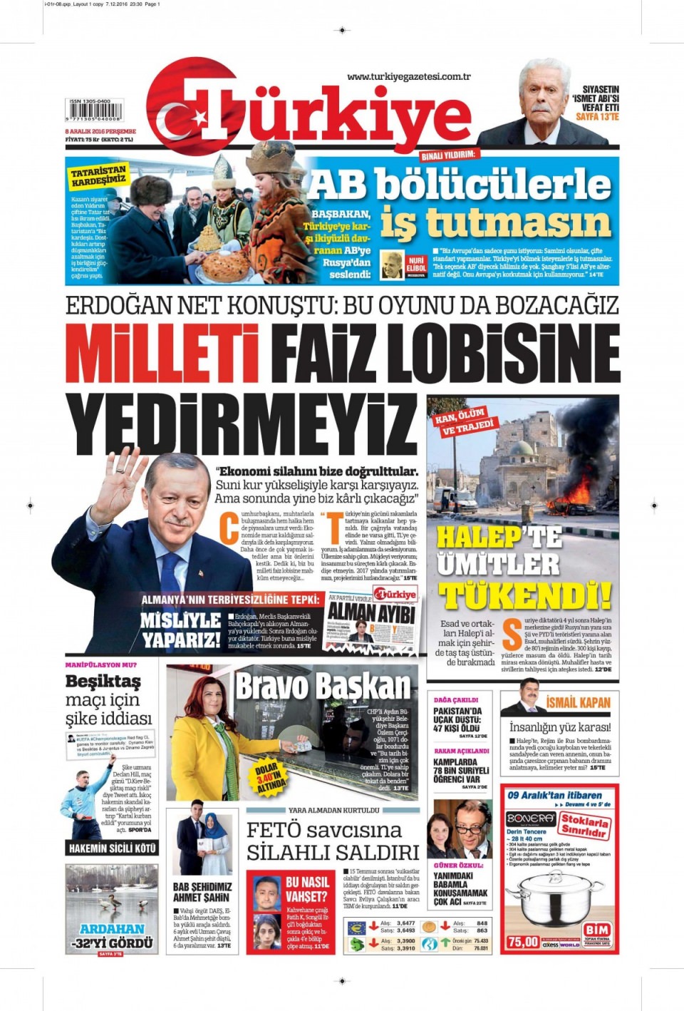 8 Aralık 2016 gazete manşetleri - 525