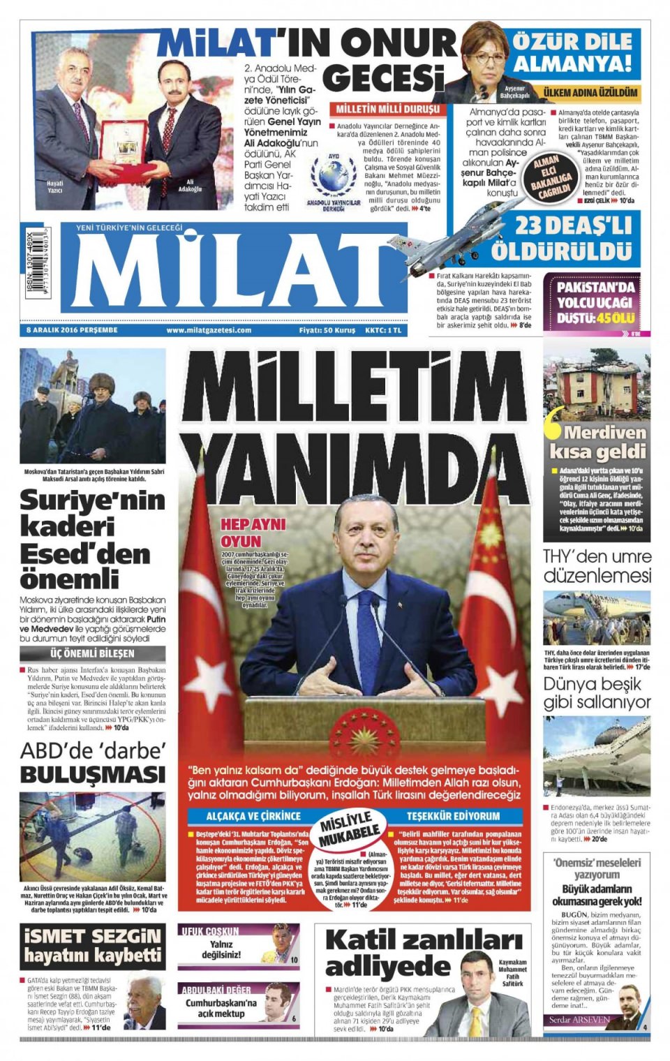 8 Aralık 2016 gazete manşetleri - 918