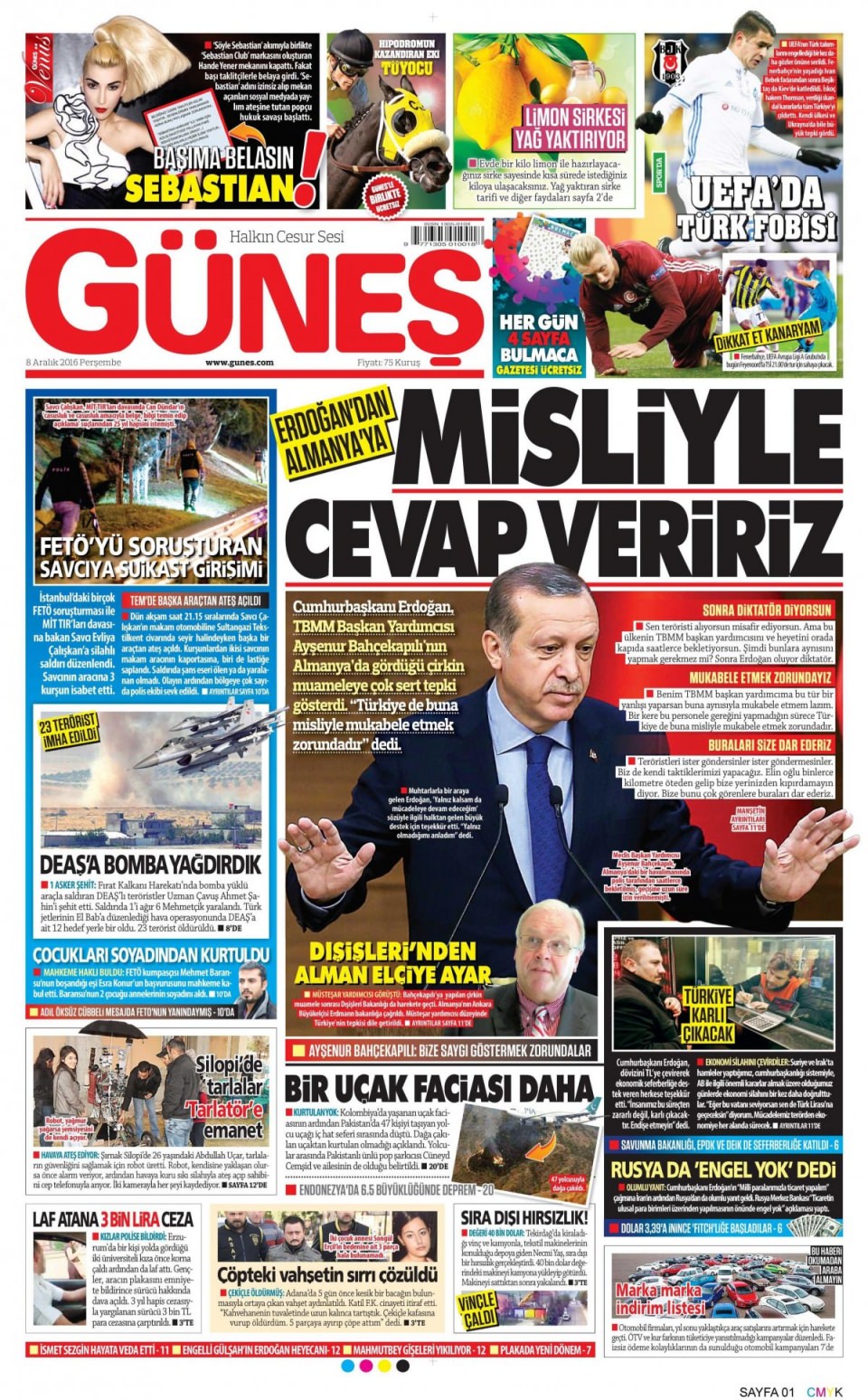 8 Aralık 2016 gazete manşetleri - 392