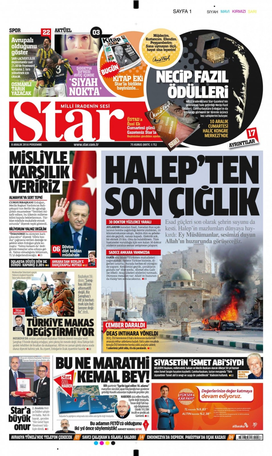 8 Aralık 2016 gazete manşetleri - 689