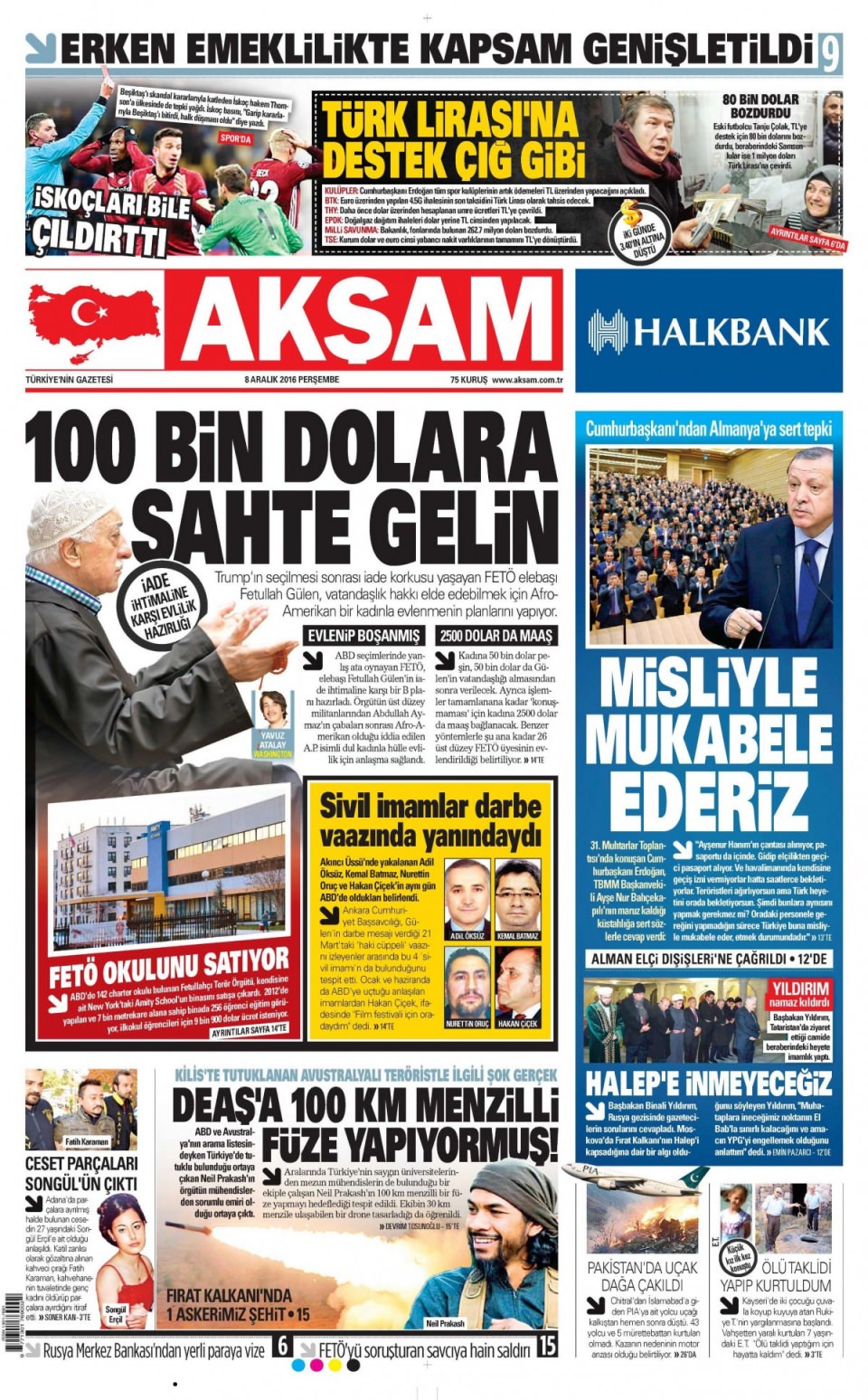 8 Aralık 2016 gazete manşetleri - 687