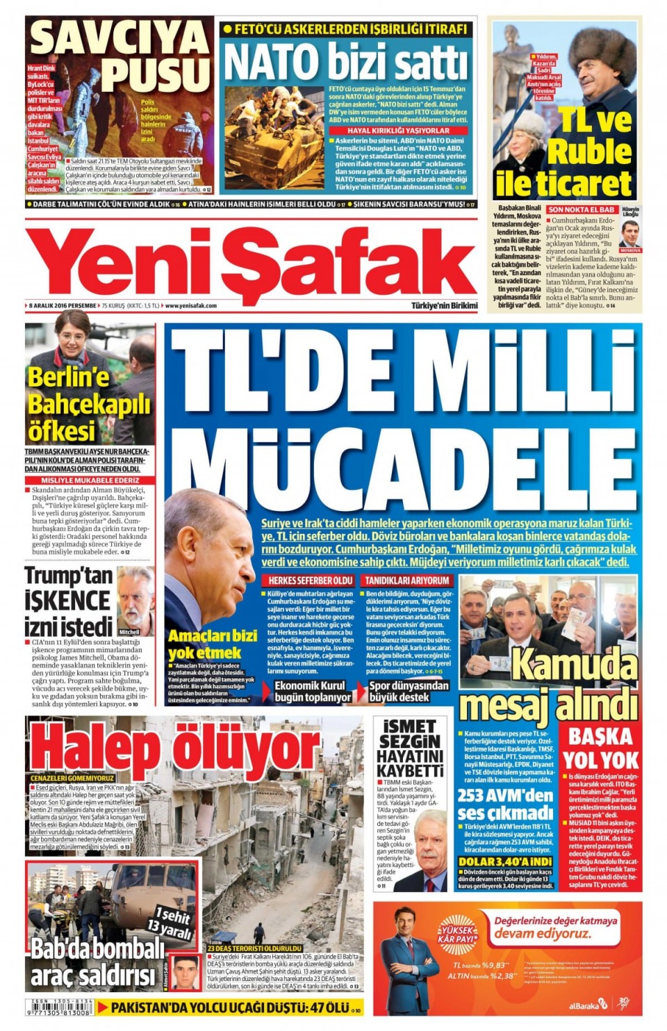 8 Aralık 2016 gazete manşetleri - 699