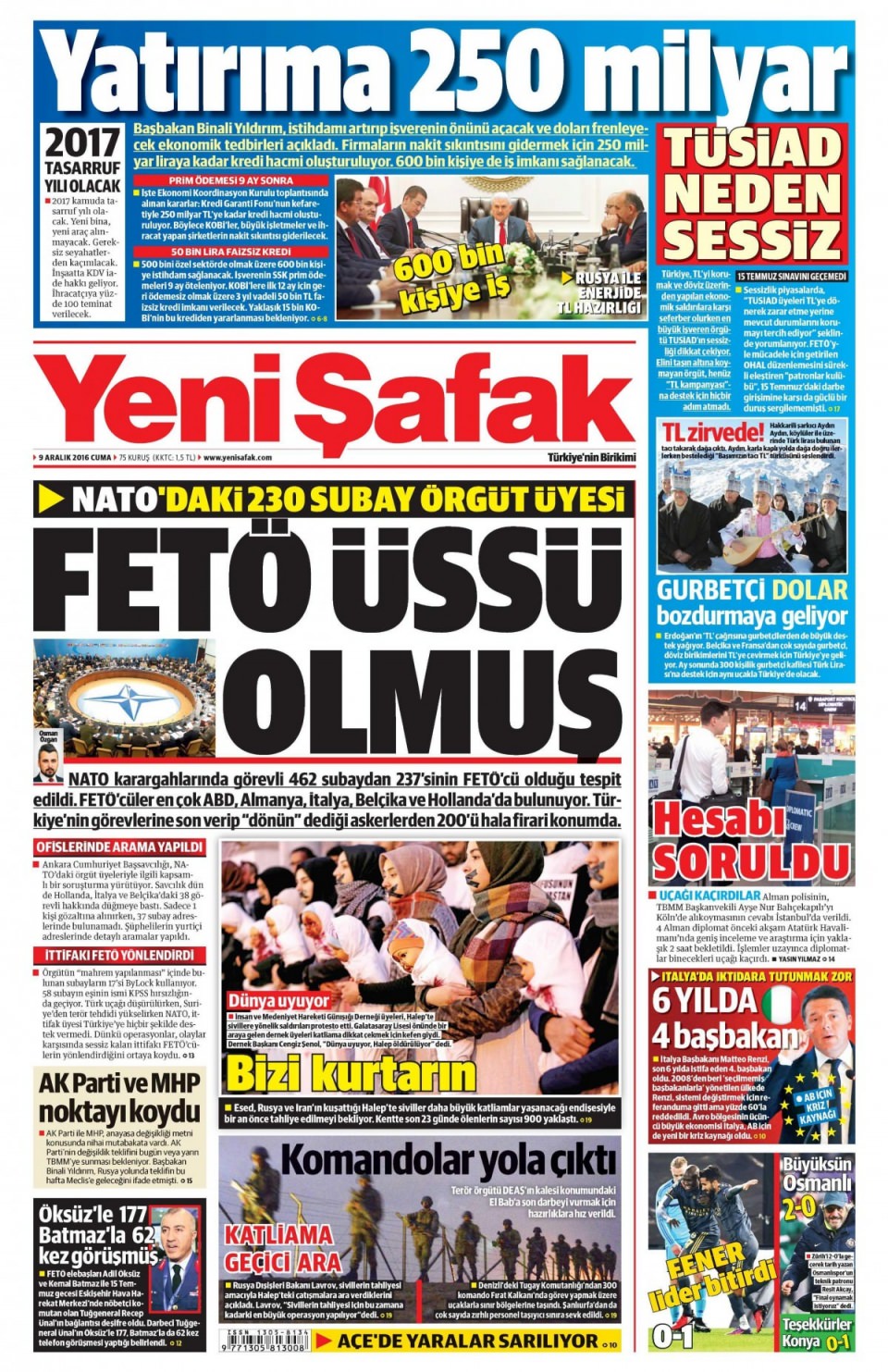9 Aralık 2016 gazete manşetleri - 808