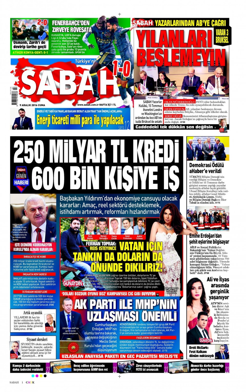 9 Aralık 2016 gazete manşetleri - 982