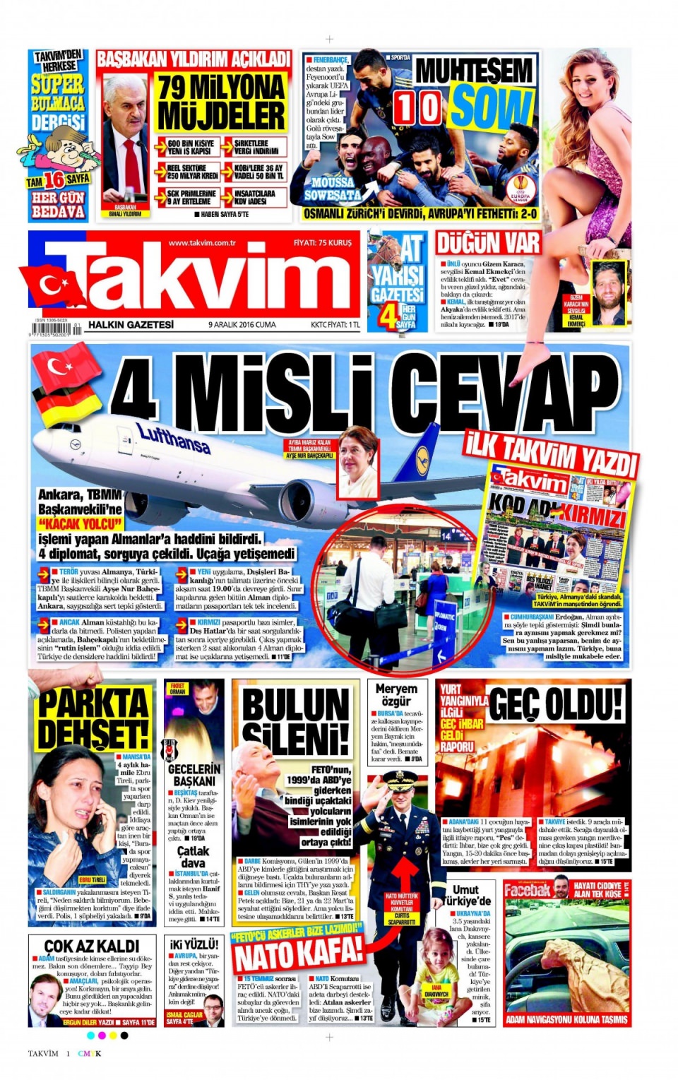 9 Aralık 2016 gazete manşetleri - 357