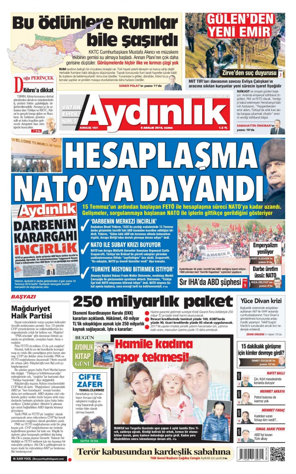 9 Aralık 2016 gazete manşetleri - 891