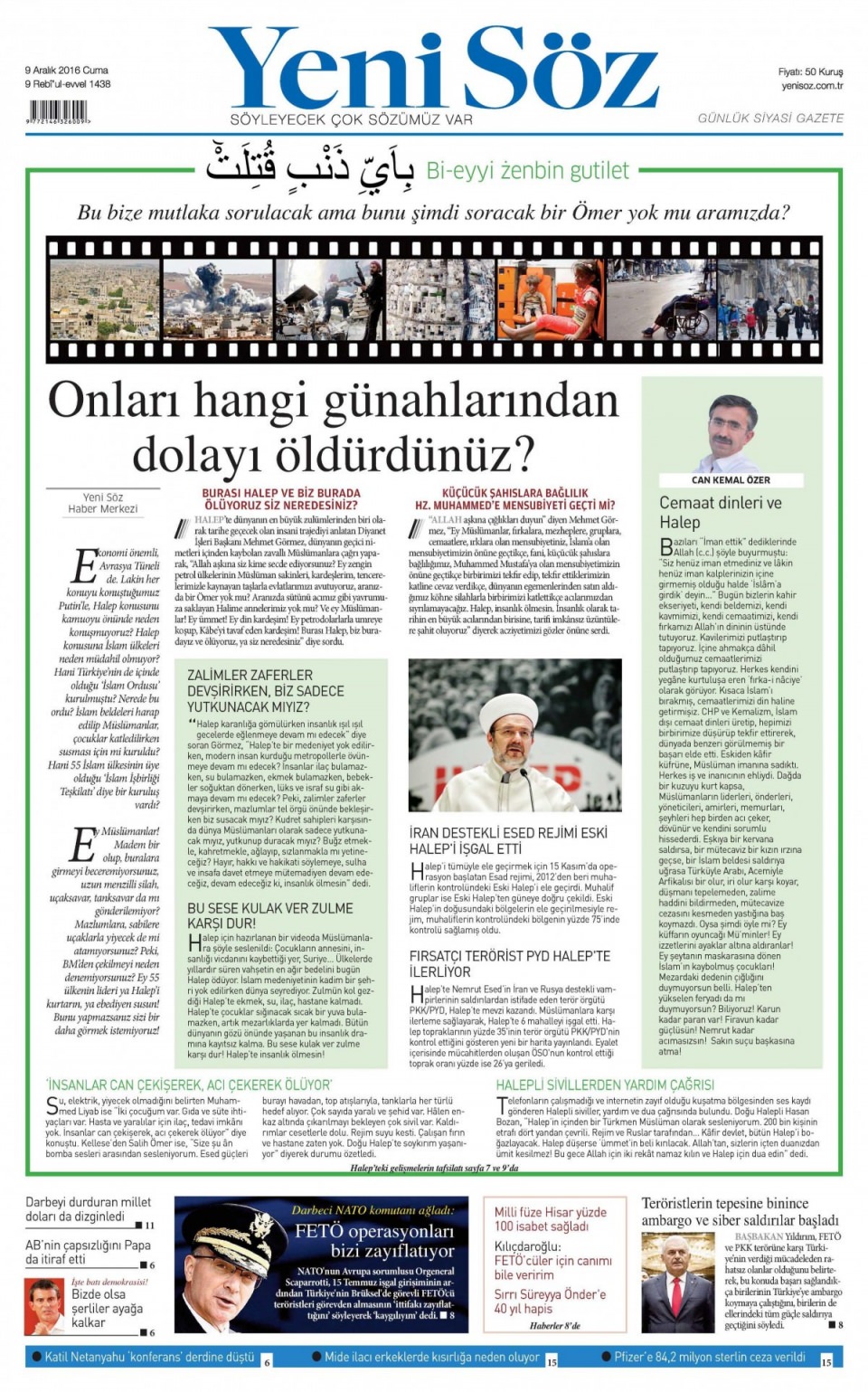 9 Aralık 2016 gazete manşetleri - 523