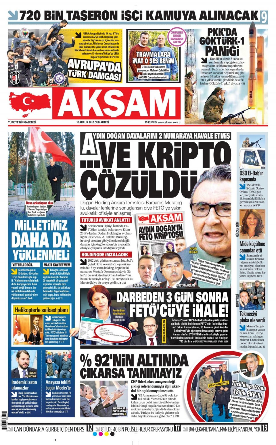 10 Aralık 2016 gazete manşetleri - 634