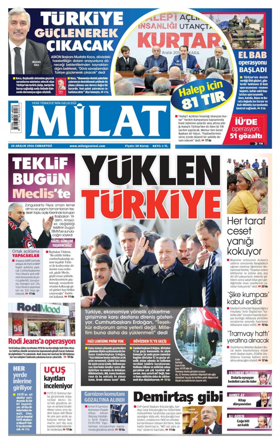 10 Aralık 2016 gazete manşetleri - 381