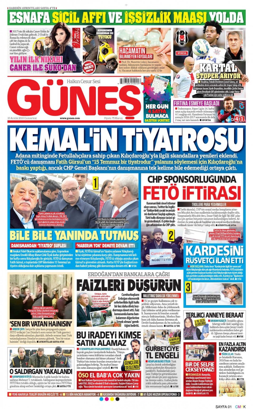 10 Aralık 2016 gazete manşetleri - 272