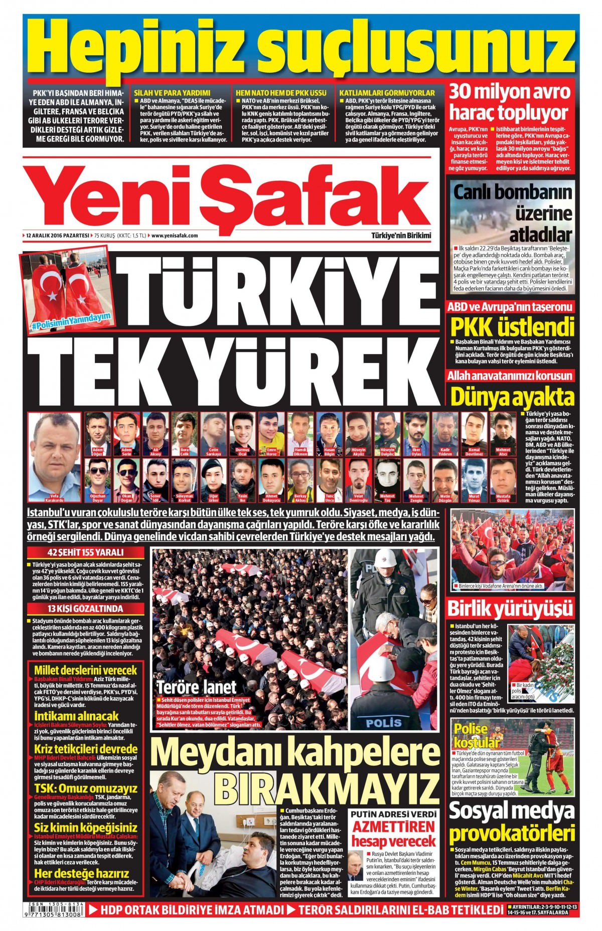 12 Aralık 2016 gazete manşetleri - -1