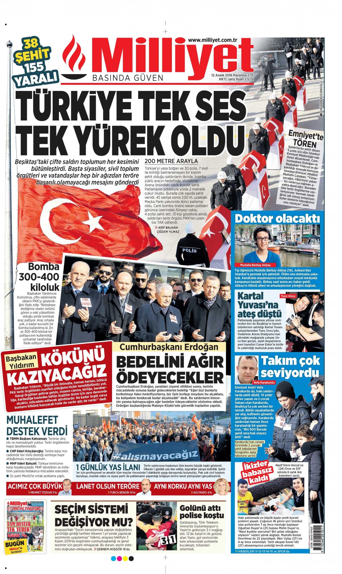 12 Aralık 2016 gazete manşetleri - -3