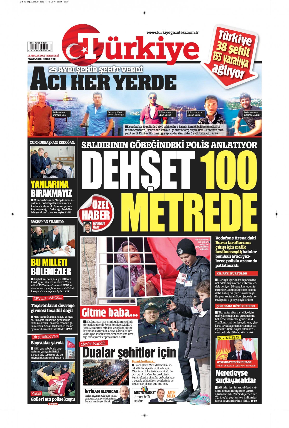 12 Aralık 2016 gazete manşetleri - -4