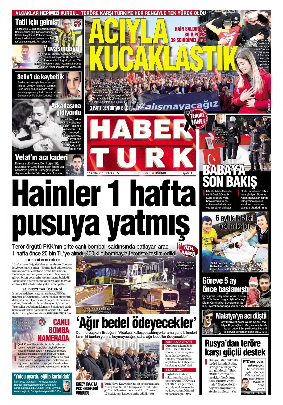 12 Aralık 2016 gazete manşetleri - -10