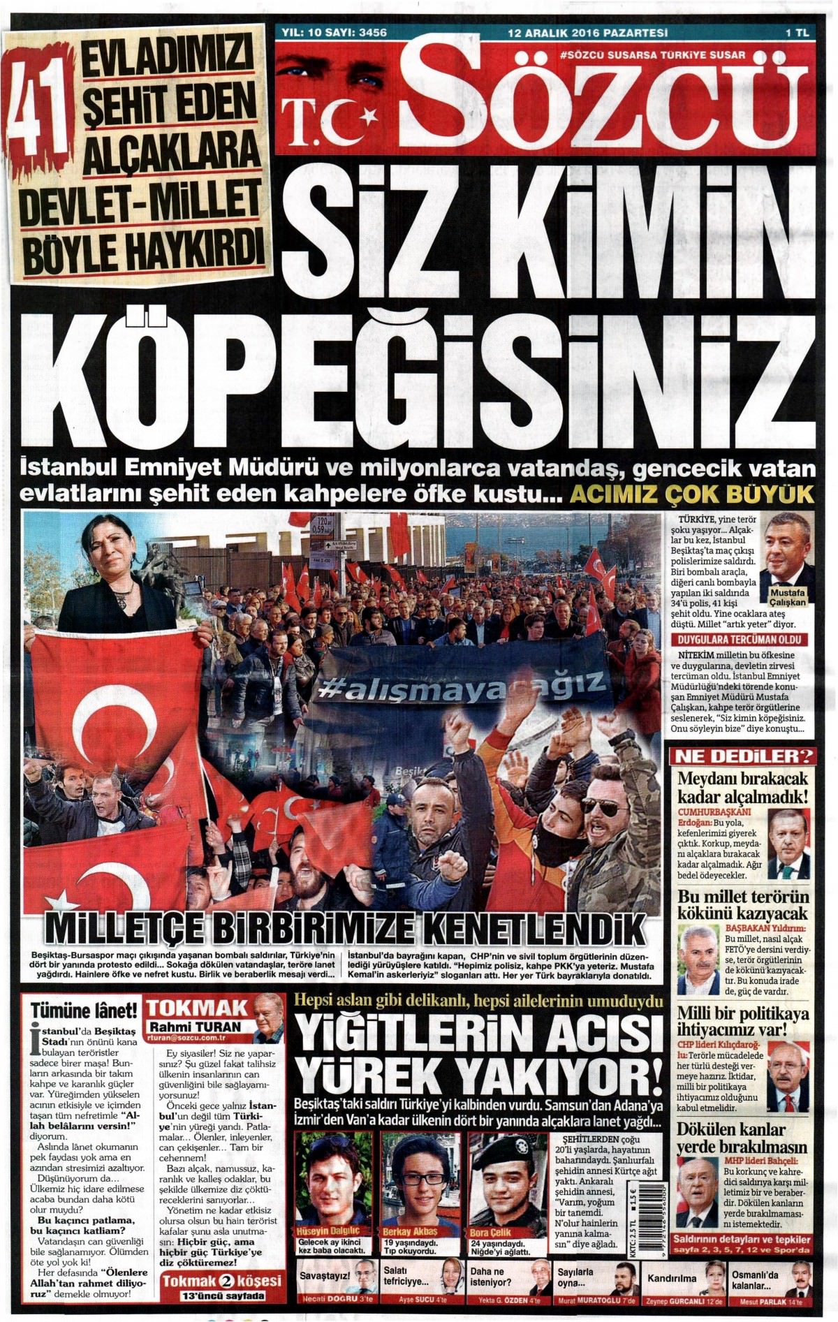 12 Aralık 2016 gazete manşetleri - -11