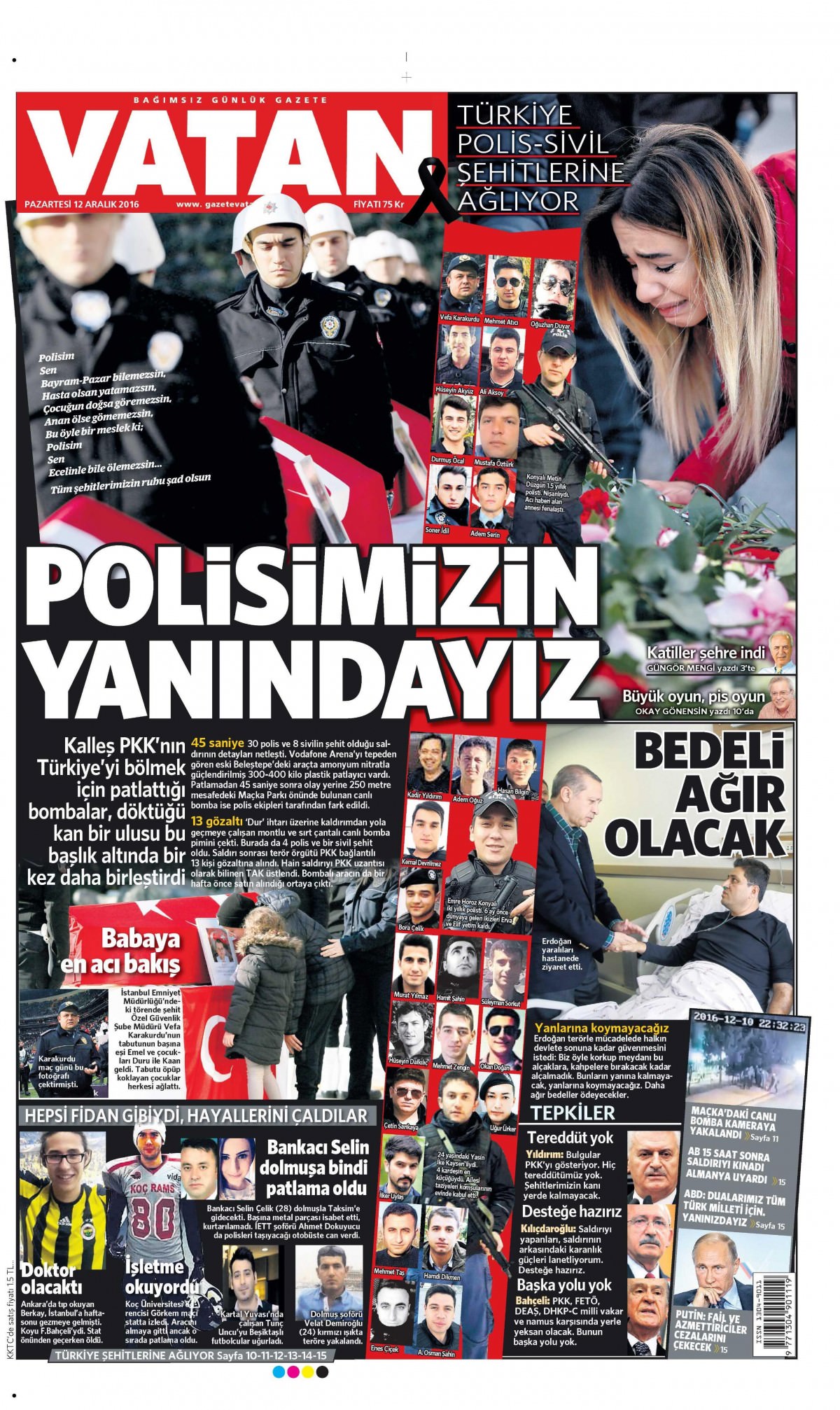 12 Aralık 2016 gazete manşetleri - -12