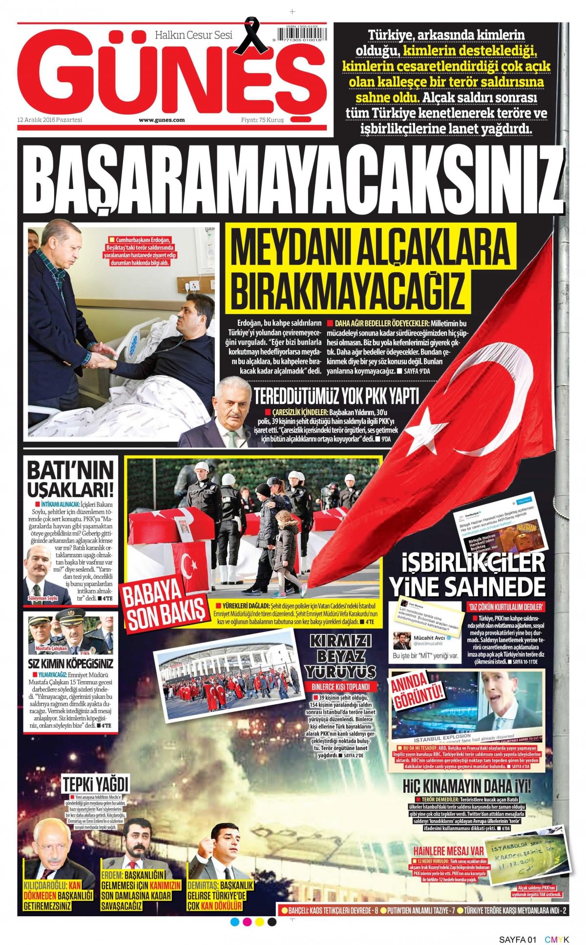 12 Aralık 2016 gazete manşetleri - -16