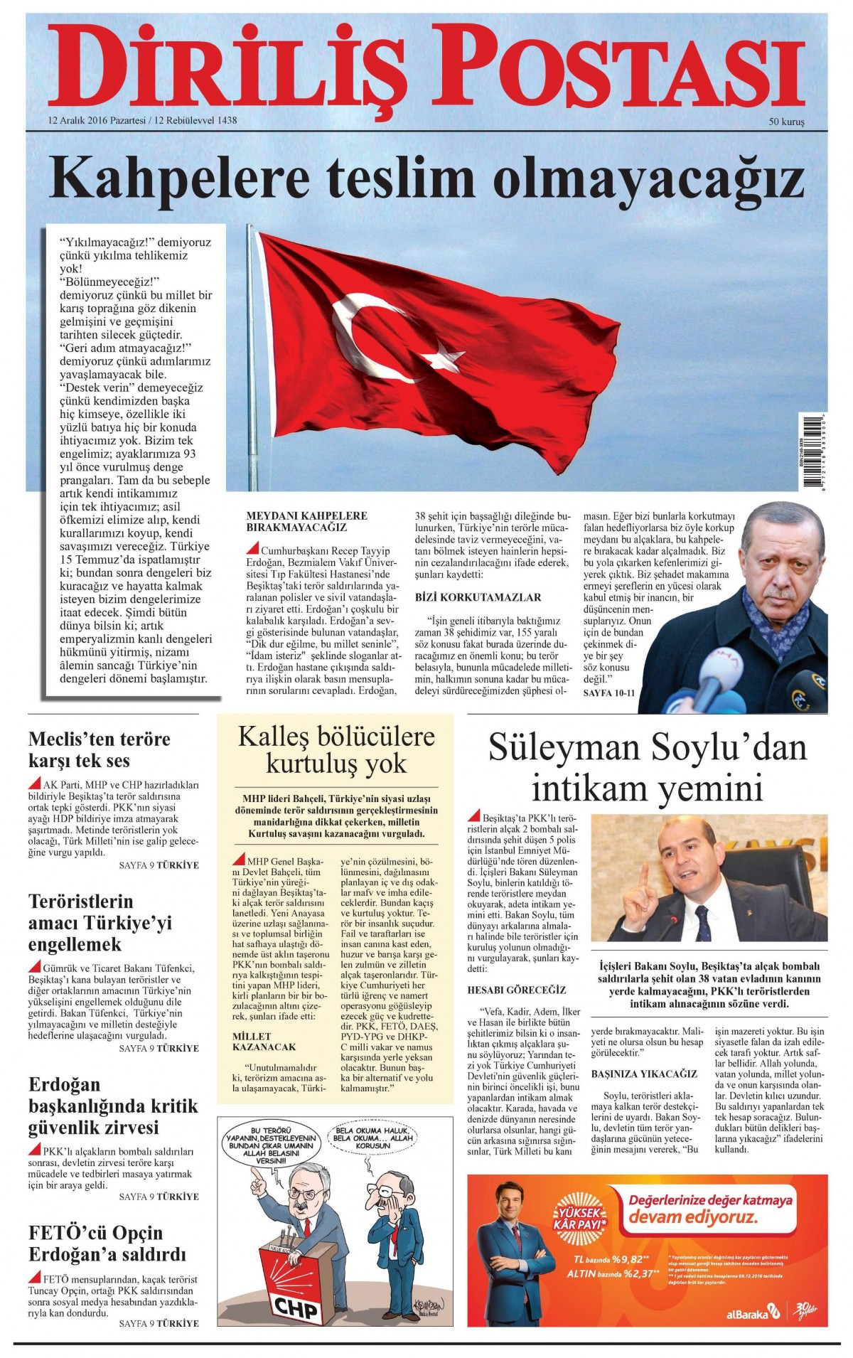 12 Aralık 2016 gazete manşetleri - -20