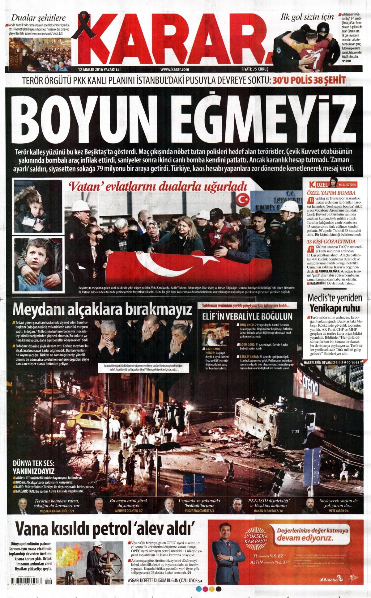 12 Aralık 2016 gazete manşetleri - -22