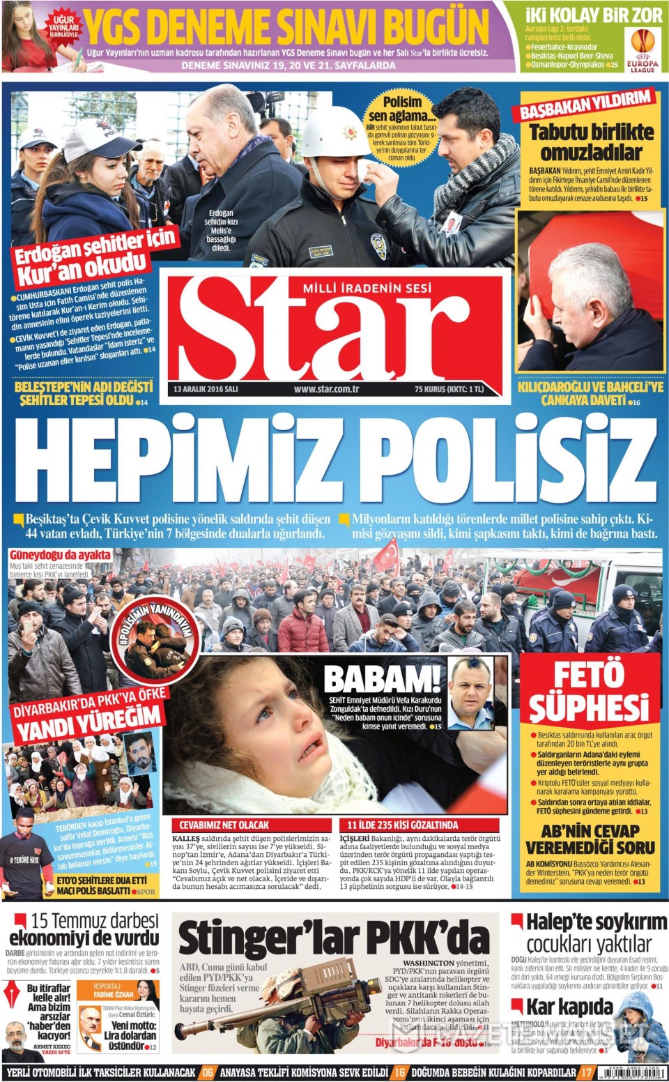 13 Aralık 2016 gazete manşetleri - 485