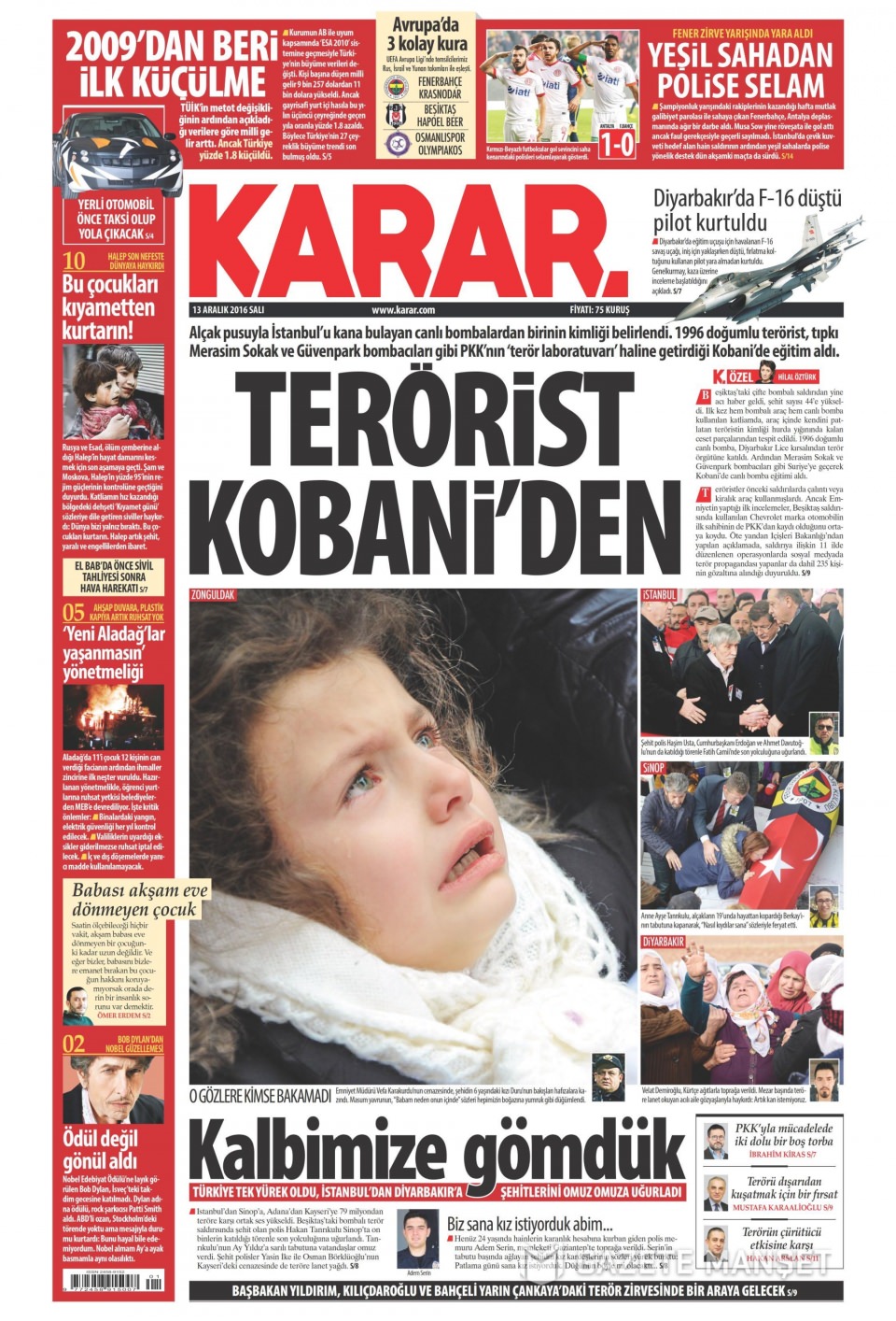 13 Aralık 2016 gazete manşetleri - 931