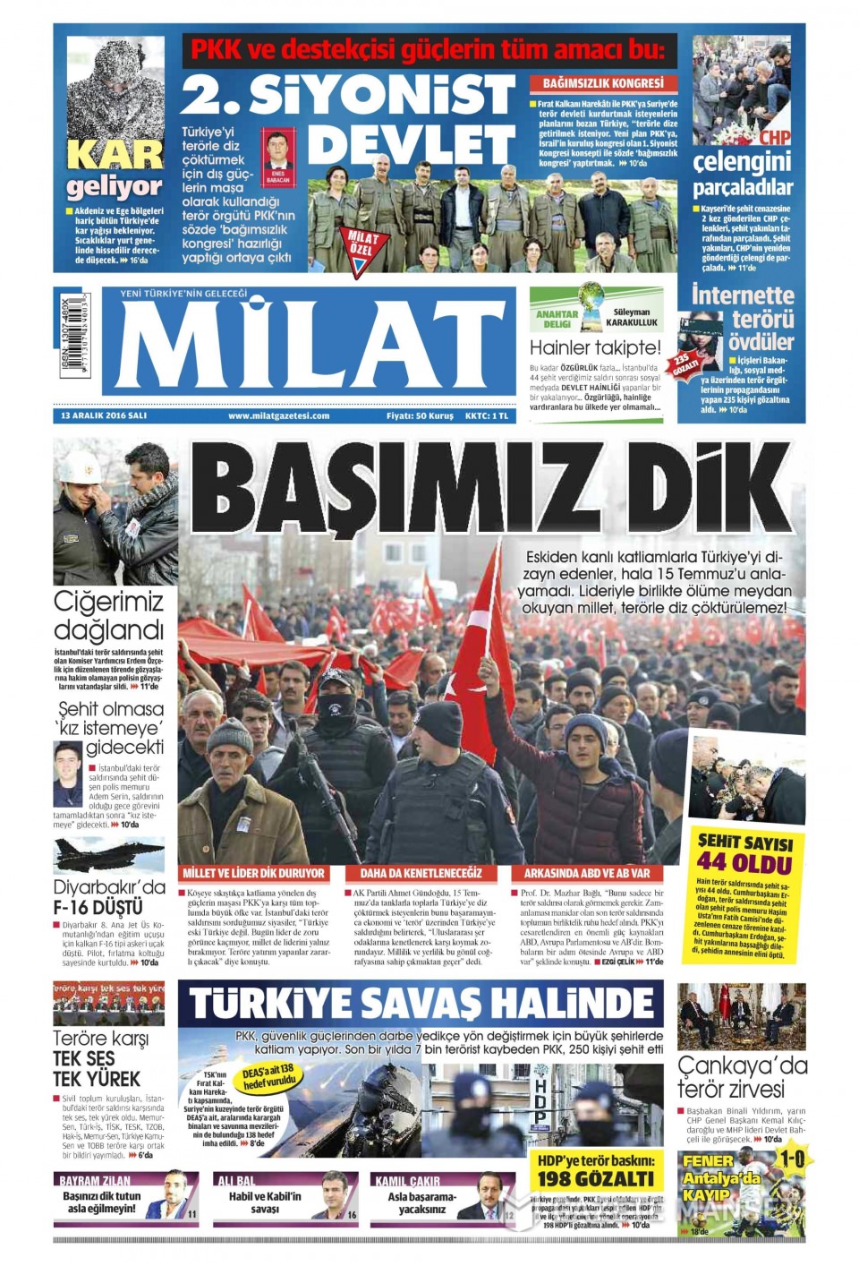 13 Aralık 2016 gazete manşetleri - 375
