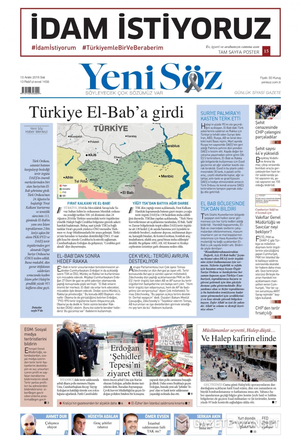 13 Aralık 2016 gazete manşetleri - 252