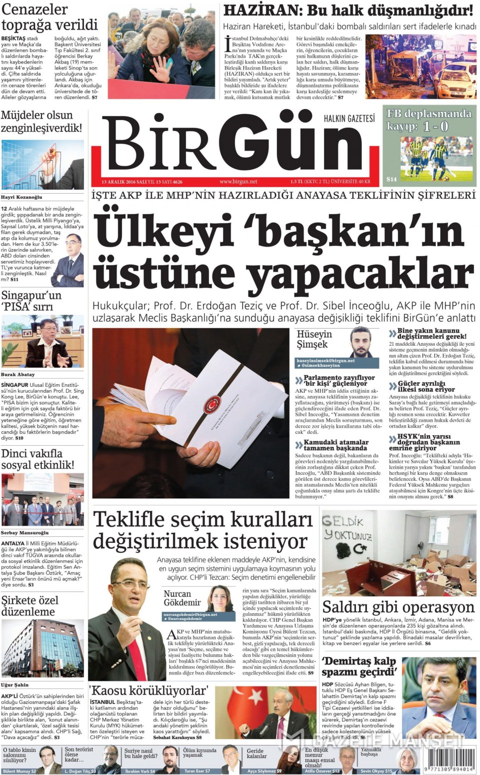 13 Aralık 2016 gazete manşetleri - 639