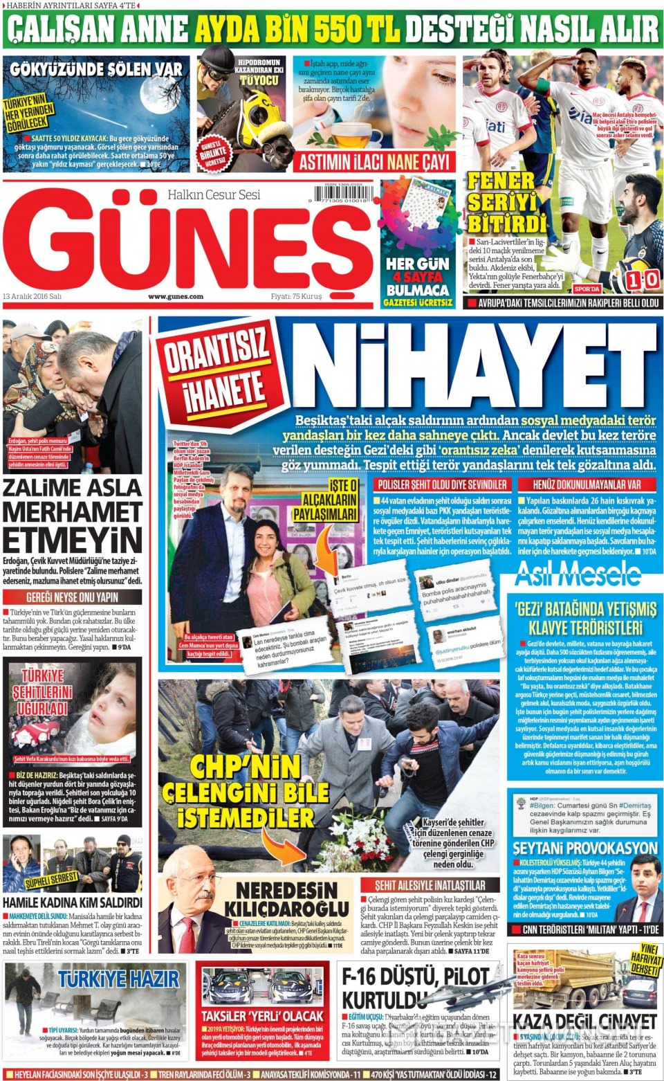 13 Aralık 2016 gazete manşetleri - 229