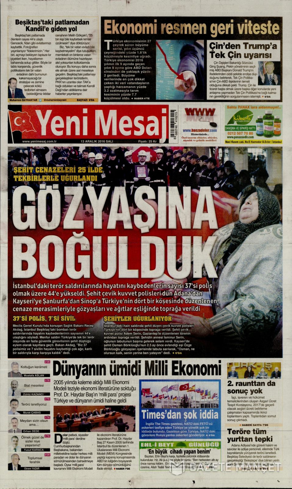 13 Aralık 2016 gazete manşetleri - 936