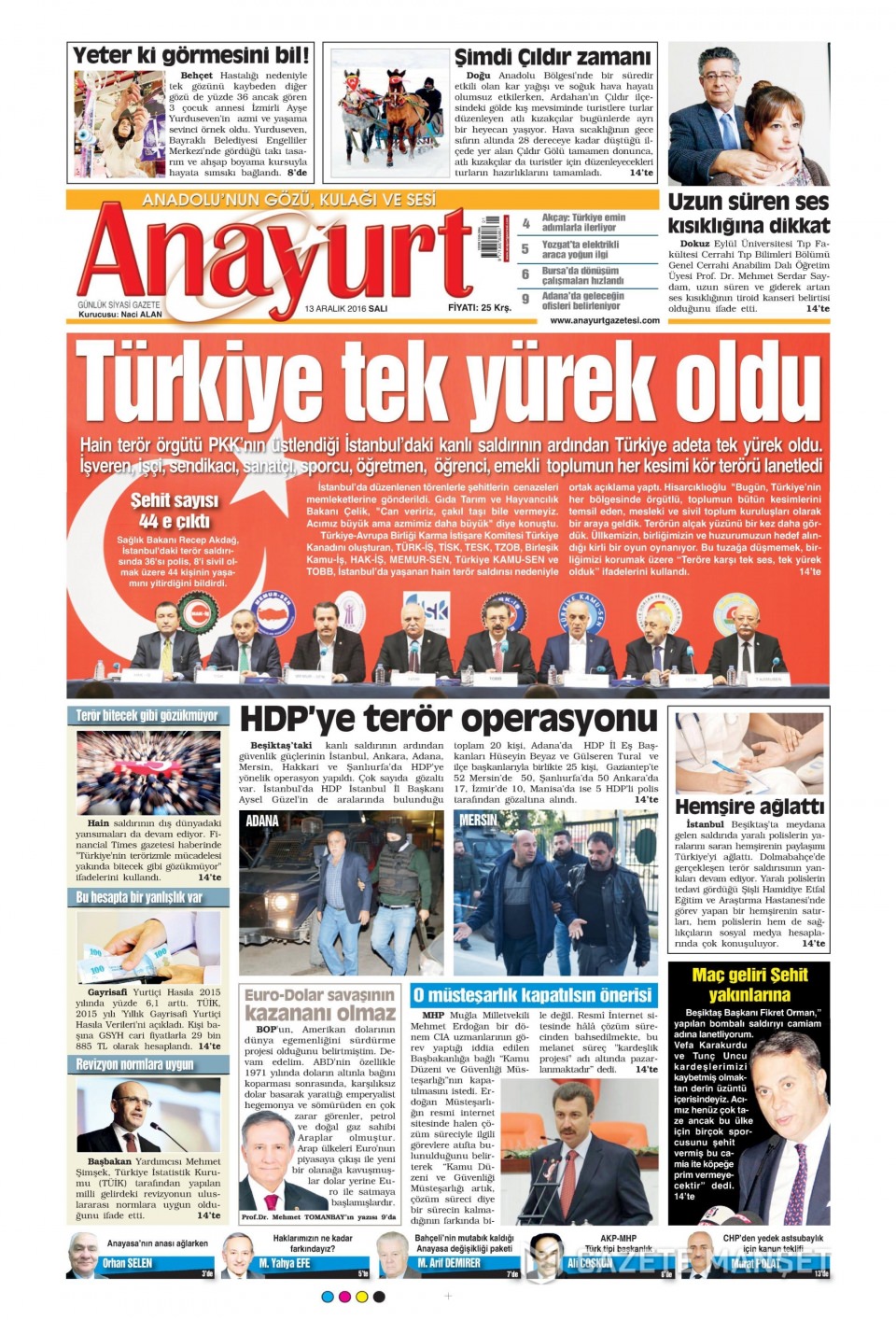 13 Aralık 2016 gazete manşetleri - 977