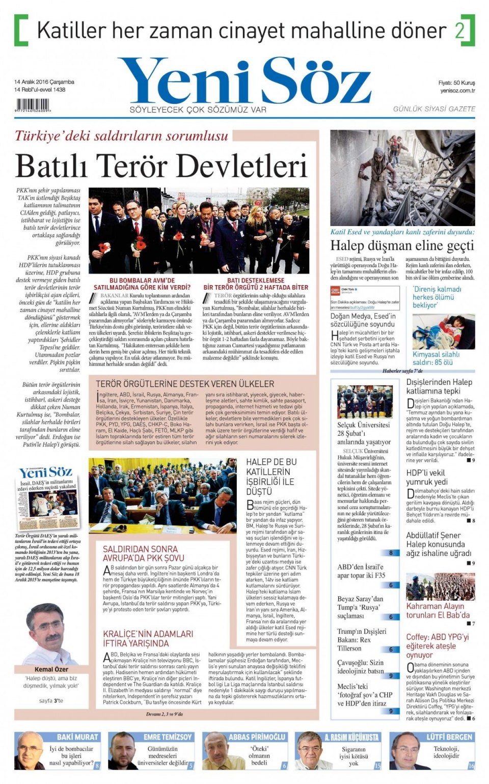 14 Aralık 2016 gazete manşetleri - 98