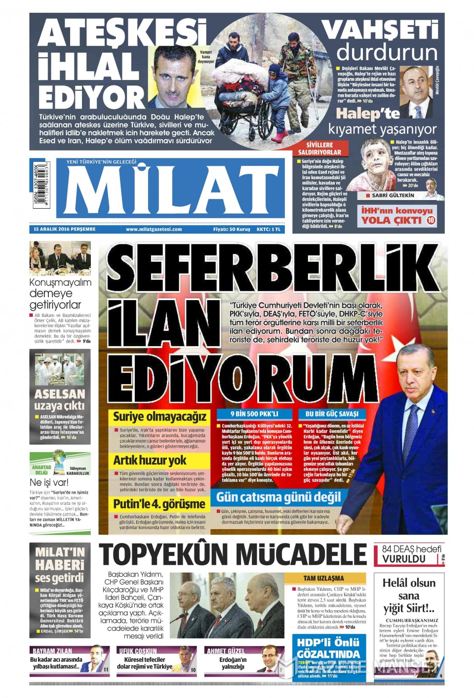 15 Aralık 2016 gazete manşetleri - 234