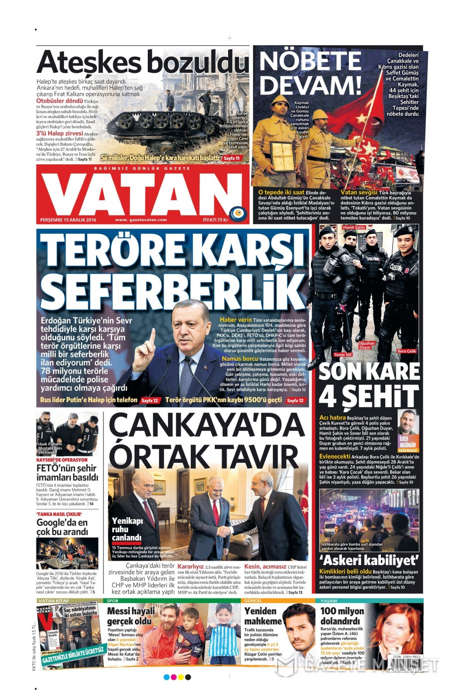 15 Aralık 2016 gazete manşetleri - 574