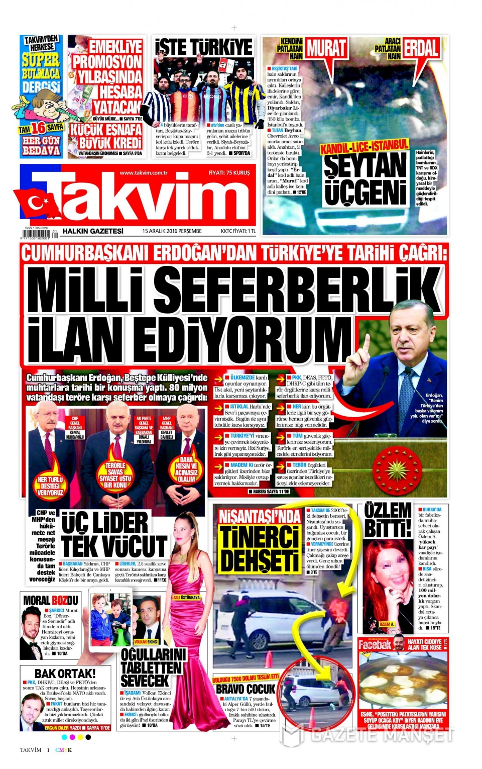 15 Aralık 2016 gazete manşetleri - 529