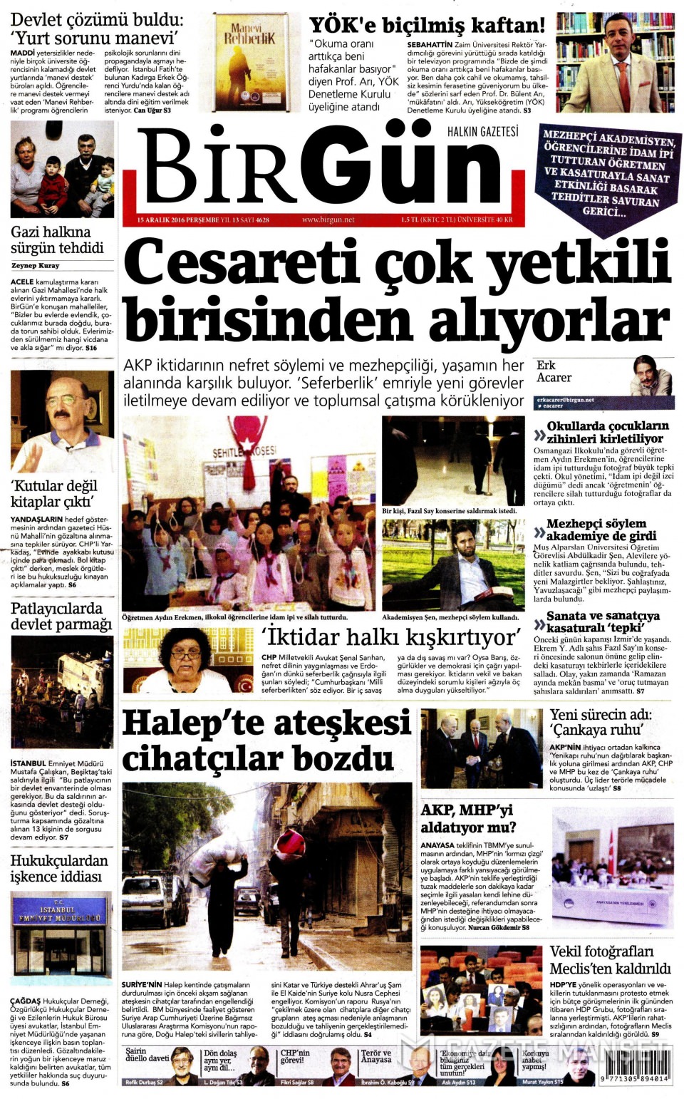 15 Aralık 2016 gazete manşetleri - 545