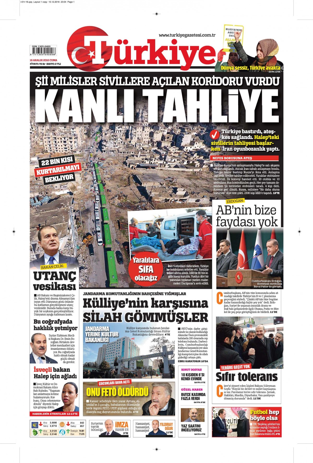 16 Aralık 2016 gazete manşetleri - -4