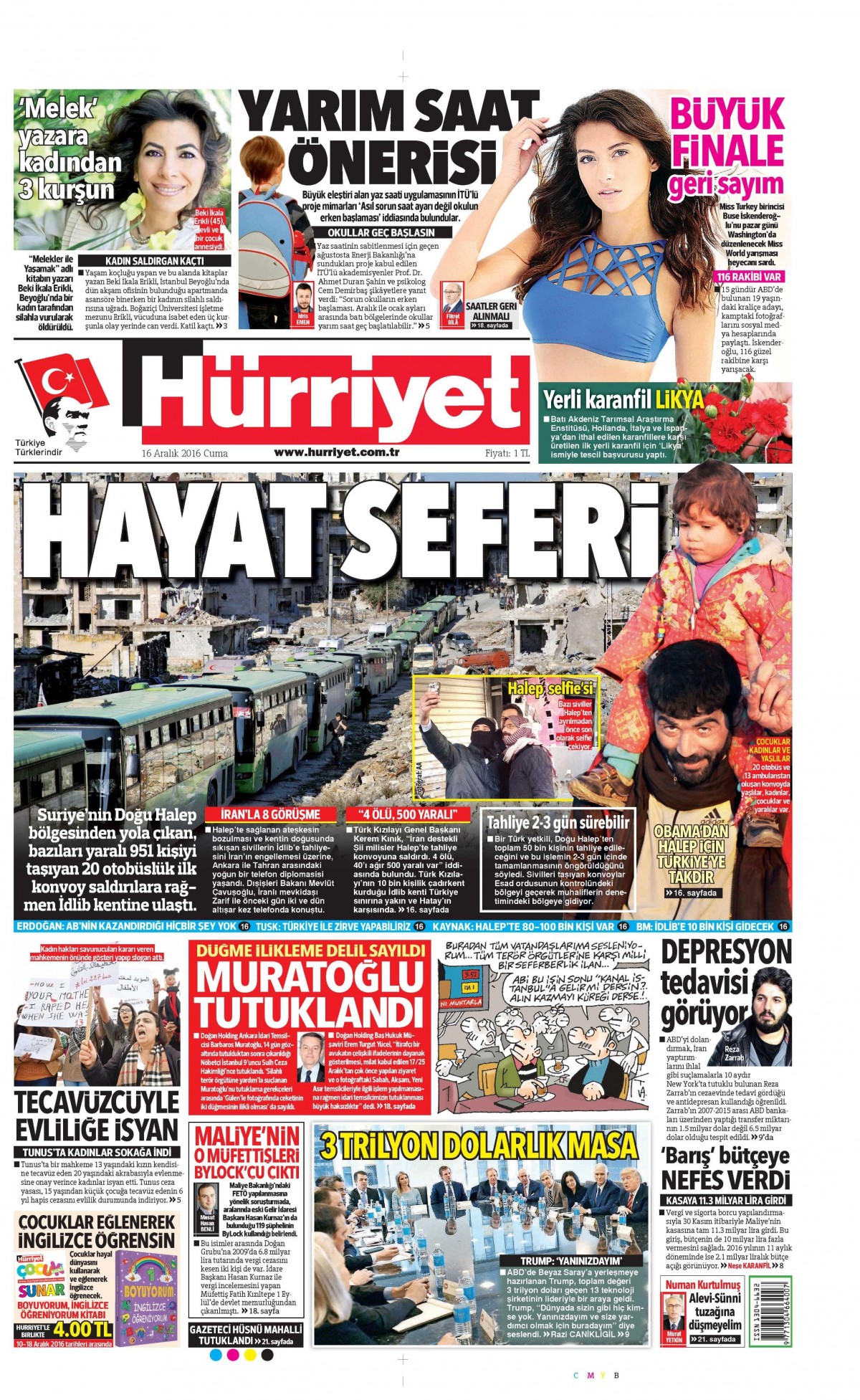 16 Aralık 2016 gazete manşetleri - -6