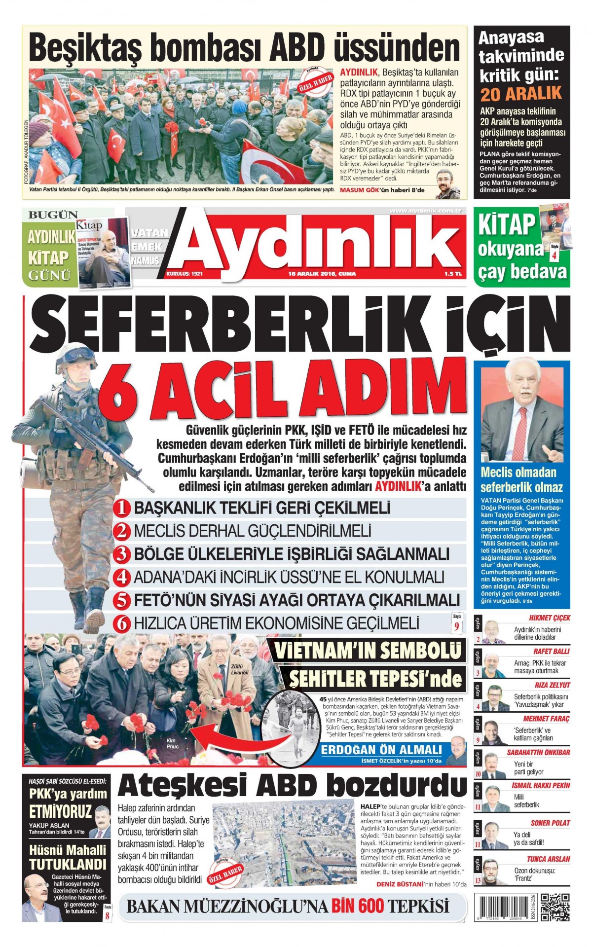 16 Aralık 2016 gazete manşetleri - -15